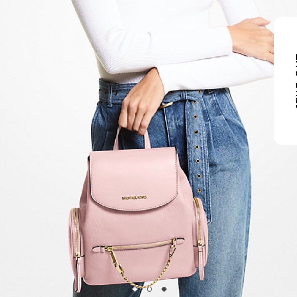 NWT Pink MK Mid Size Backpack 🎒 w/Gold Tone Hardware & Chain Zipper - Picture 3 of 5
